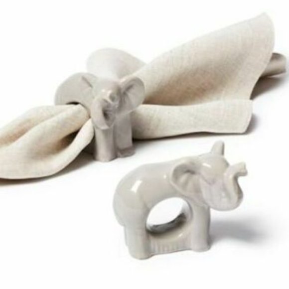 Martha Stewart Exotic Escape Dolomite Gray Elephant napkin rings set of 4 New… - Picture 2 of 6